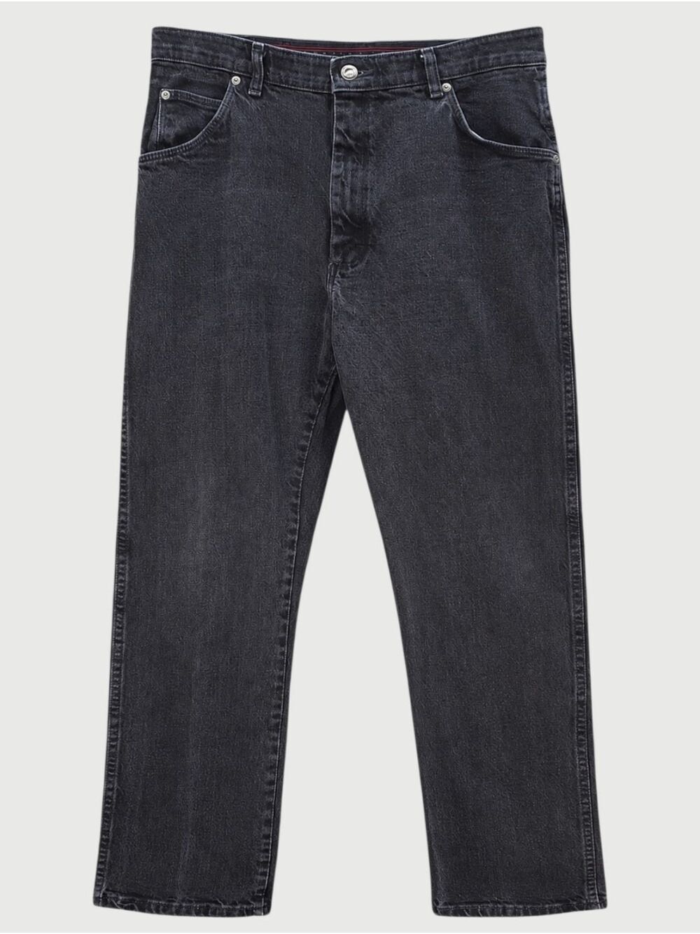 Wrangler Men's Black Wash Relaxed Straight Jeans 38x29 Faded Denim